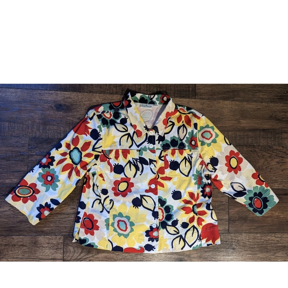 Vintage Patchington 90s Floral Print Multi Color Button Down Blazer Jacket XL.
